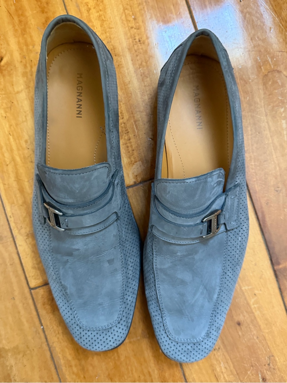 Magnanni Gray Suede Bit Loafers